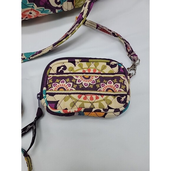 Vera Bradley Tote Bag Plum Crazy Retired Quilted W/ 2 Small Wallet/Wristlets - Picture 4 of 10